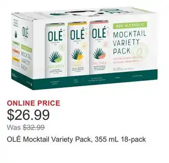 Costco OLÉ Mocktail Variety Pack, 355 mL 18-pack offer