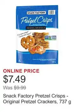 Costco Snack Factory Pretzel Crisps - Original Pretzel Crackers offer