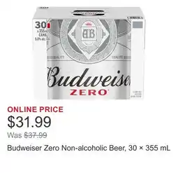 Costco Budweiser Zero Non-alcoholic Beer, 30 × offer