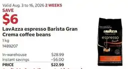 Costco LavAzza espresso Barista Gran Crema coffee beans offer