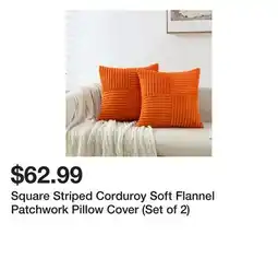 Wayfair Square Striped Corduroy Soft Flannel Patchwork Pillow Cover (Set of 2) offer