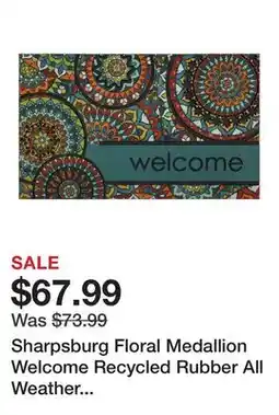 Wayfair Sharpsburg Floral Medallion Welcome Recycled Rubber All Weather Non-Slip Outdoor Door Mat offer