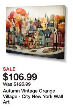Wayfair Autumn Vintage Orange Village - City New York Wall Art offer