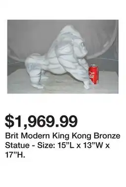Wayfair Brit Modern King Kong Bronze Statue - Size: 15L x 13W x 17H offer