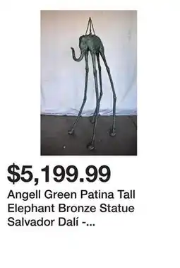 Wayfair Angell Green Patina Tall Elephant Bronze Statue Salvador Dalí - Size: 67H offer