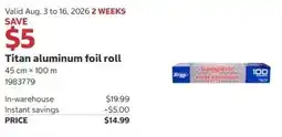 Costco Titan aluminum foil roll offer