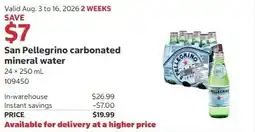 Costco San Pellegrino carbonated mineral water offer