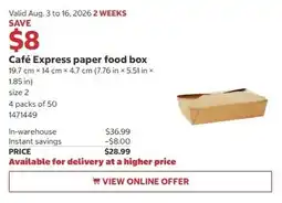 Costco Café Express paper food box offer