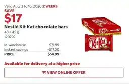 Costco Nestlé Kit Kat chocolate bars offer