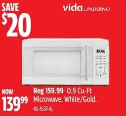 Canadian Tire vida..PADERNO Microwave, White/Gold. offer