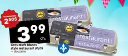 Val-Mont Gros œufs blancs style restaurant Nutri offer