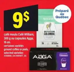 Maxi café moulu Café William, 300 g ou capsules Agga, 16 un offer