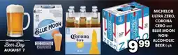 Colemans Michelob ultra zero, corona cero and blue moon non-alcoholic beer offer