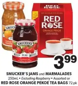 Colemans Smucker's jams and marmalades or red rose orange pekoe tea bags offer