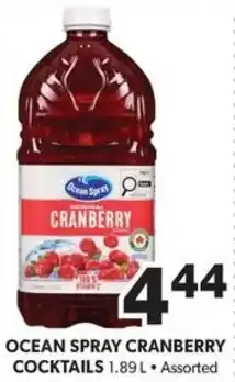 Colemans Ocean spray cranberry cocktails offer