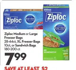 Longo's Ziploc Medium or Large Freezer Bags, 28-44ct, XL Freezer Bags, 10ct, or Sandwich Bags, 180-200 ct offer
