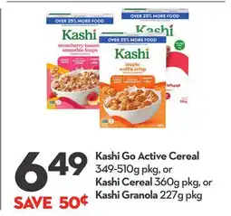 Longo's Kashi Go Active Cereal 349-510g pkg, or Kashi Cereal 360g pkg, or Kashi Granola 227g pkg offer