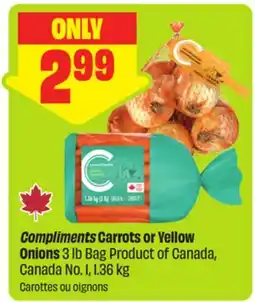 FreshCo Compliments Carrots or Yellow Onions 3 lb Bag Product of Canada, Canada No. 1 offer