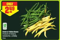 FreshCo Green or Yellow Beans Product of Ontario, Canada No.1, 5.49/kg offer
