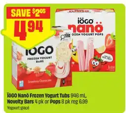 FreshCo İÖGO Nanö Frozen Yogurt Tub 946 mL, Novelty Bars 4 pk or Pops 8 pk offer