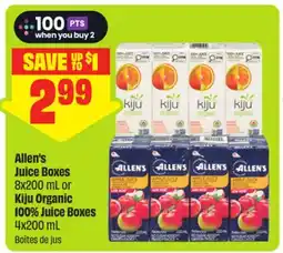 FreshCo Allen's Juice Boxes 8x200 mL or Kiju Organic 100% Juice Boxes 4x200 mL offer