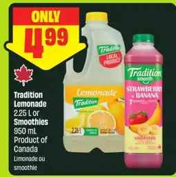 FreshCo Tradition Lemonade 2.25 L or Smoothies 950 mL Product of Canada offer
