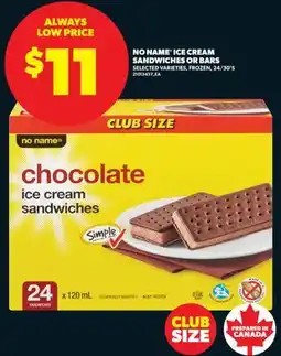 Real Canadian Superstore NO NAME ICE CREAM SANDWICHES OR BARS, 24/30'S offer