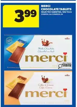 Real Canadian Superstore MERCI CHOCOLATE TABLETS, 100/112 G offer