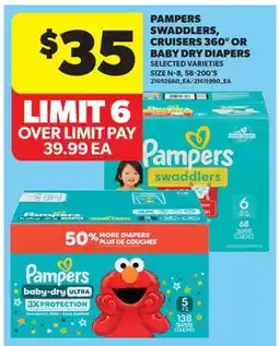 Real Canadian Superstore PAMPERS SWADDLERS, CRUISERS 360° OR BABY DRY DIAPERS, 58-200'S offer