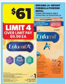 Real Canadian Superstore ENFAMIL A+ INFANT FORMULA POWDER REFILL, 992 G offer
