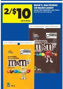 Real Canadian Superstore M&M'S, MALTESERS OR MARS CANDY, 165/170 G offer