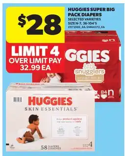 Real Canadian Superstore HUGGIES SUPER BIG PACK DIAPERS, 36-104'S offer