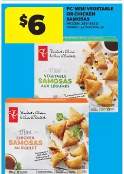 Real Canadian Superstore PC MINI VEGETABLE OR CHICKEN SAMOSAS, 288/345 G offer