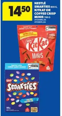 Real Canadian Superstore NESTLÉ SMARTIES, 800 G, KITKAT OR COFFEE CRISP MINIS 700 G offer