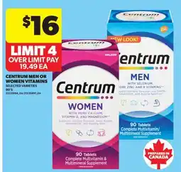 Real Canadian Superstore CENTRUM MEN OR WOMEN VITAMINS, 90'S offer