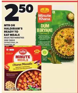 Loblaws MTR OR HALDIRAM'S READY TO EAT MEALS, 200/300 G offer