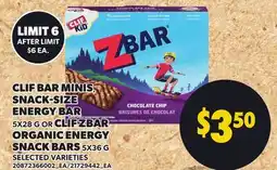 Loblaws CLIF BAR MINIS, SNACK-SIZE ENERGY BAR, 5X28 G OR CLIF ZBAR ORGANIC ENERGY SNACK BARS, 5X36 G offer