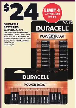 Loblaws DURACELL BATTERIES offer