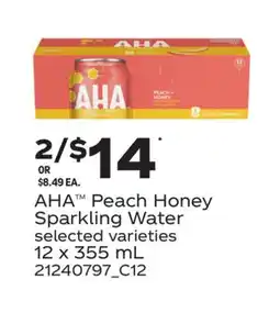 Loblaws AHA PEACH HONEY SPARKLING WATER offer