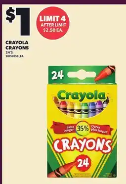 Loblaws CRAYOLA CRAYONS, 24'S offer