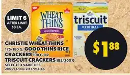 Loblaws CHRISTIE WHEAT THINS, 175/180 G, GOOD THINS RICE CRACKERS, 100 G OR TRISCUIT CRACKERS 185/200 G offer