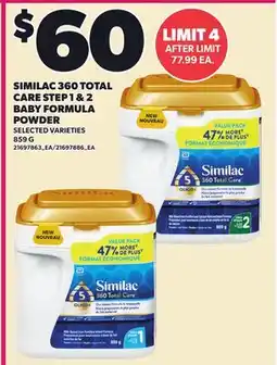 Loblaws SIMILAC 360 TOTAL CARE STEP 1 & 2 BABY FORMULA POWDER offer