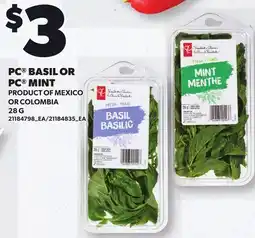 Loblaws PC BASIL OR PC MINT offer