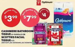 Loblaws CASHMERE BATHROOM TISSUE, 8-16 ROLLS OR SCOTTIES FACIAL TISSUE, 6'S offer