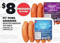 Loblaws PC PORK SAUSAGES offer