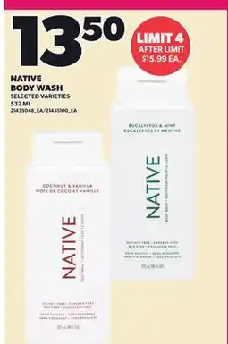 Loblaws NATIVE BODY WASH offer