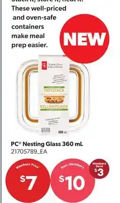 Real Canadian Superstore PC NESTING GLASS offer