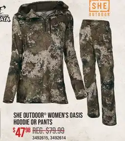 Cabela's SHE OUTDOOR WOMEN'S OASIS HOODIE OR PANTS offer