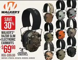 Cabela's WALKER'S RAZOR SLIM ELECTRONIC EARMUFFS offer