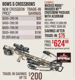 Cabela's WICKED RIDGE INVADER M1 CROSSBOW PACKAGE WITH ACUDRAW offer